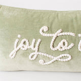 Joy To The World Sage Green Velvet Pillow