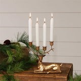 Gold Tone Laying Deer Candle Holder