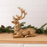 Noel Gold Sitting Christmas Deer Figurine