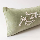 Joy To The World Sage Green Velvet Pillow