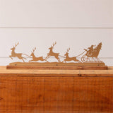 Santa And Reindeer Gold Silhouette