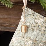 Noel Block Print Stocking With Bells - 3 Asstd