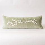Joy To The World Sage Green Velvet Pillow