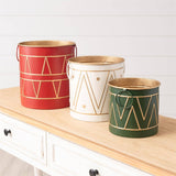 Traditional Holiday Drum Metal Buckets - Set of 3