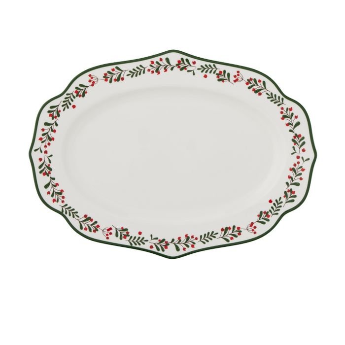 Oval Berry Platter Ceramic 35cm Red/Grn - Pure Apotheca