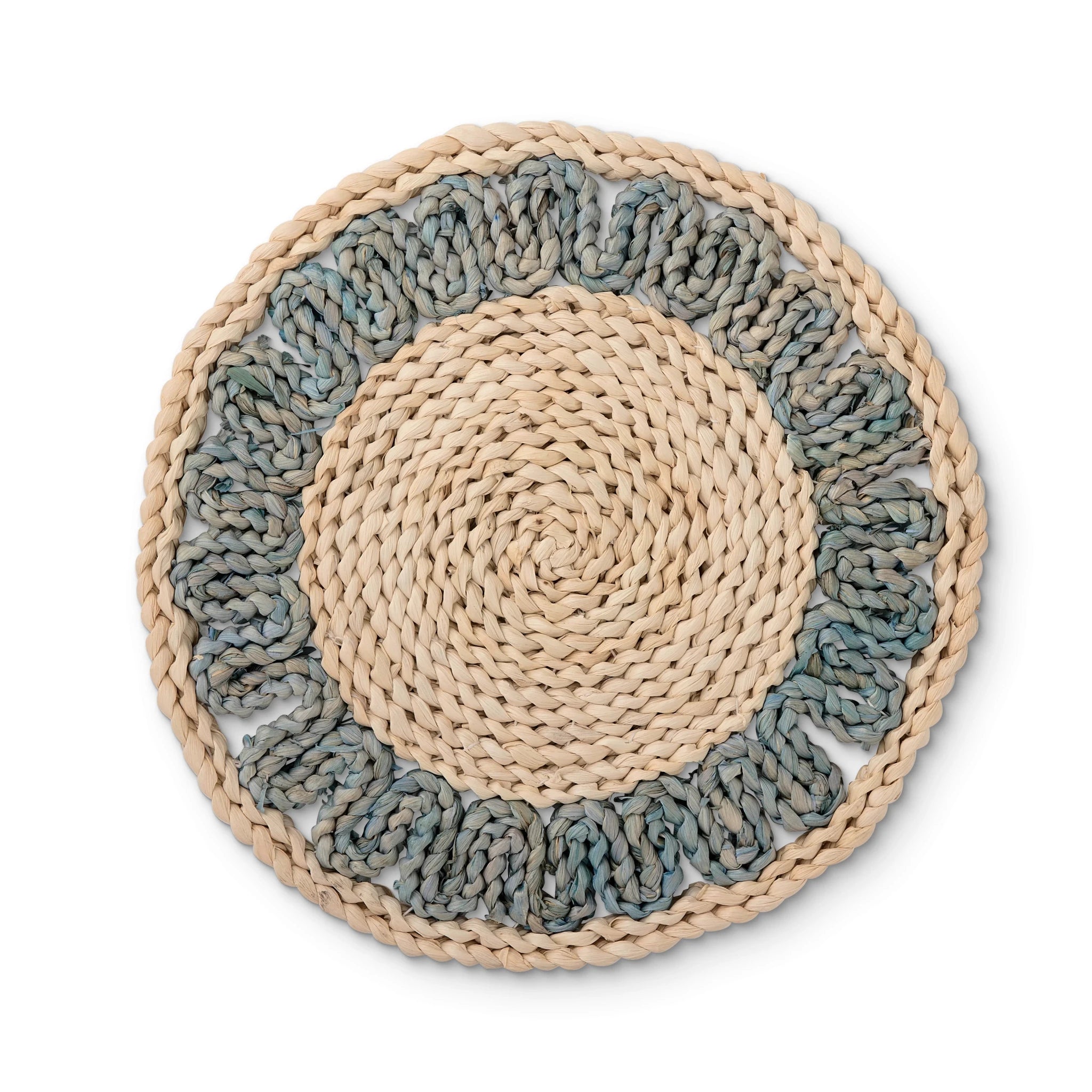 PALMA NATURAL/BLUE BRAIDED PLACEMAT 33CM - Pure Apotheca