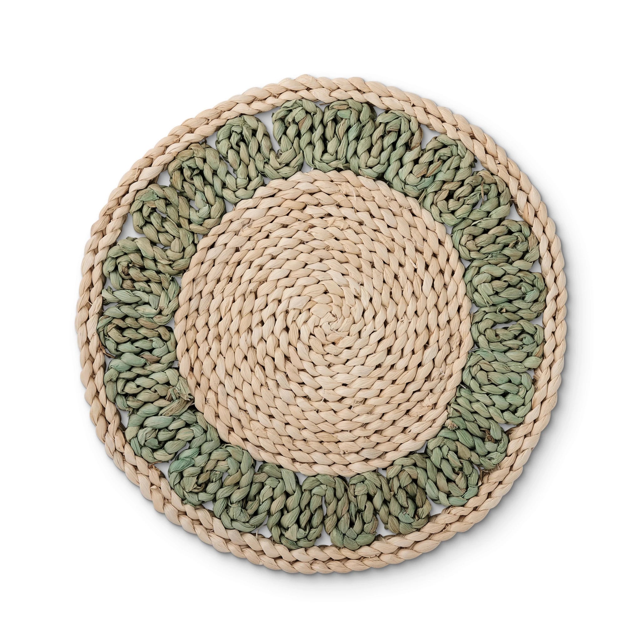 PALMA NATURAL/GREEN BRAIDED PLACEMAT 33CM - Pure Apotheca