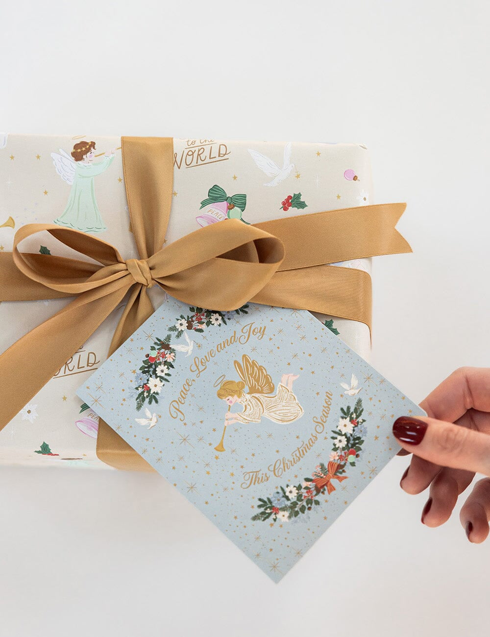 Peace Love & Joy Herald Angel Christmas Card - Pure Apotheca
