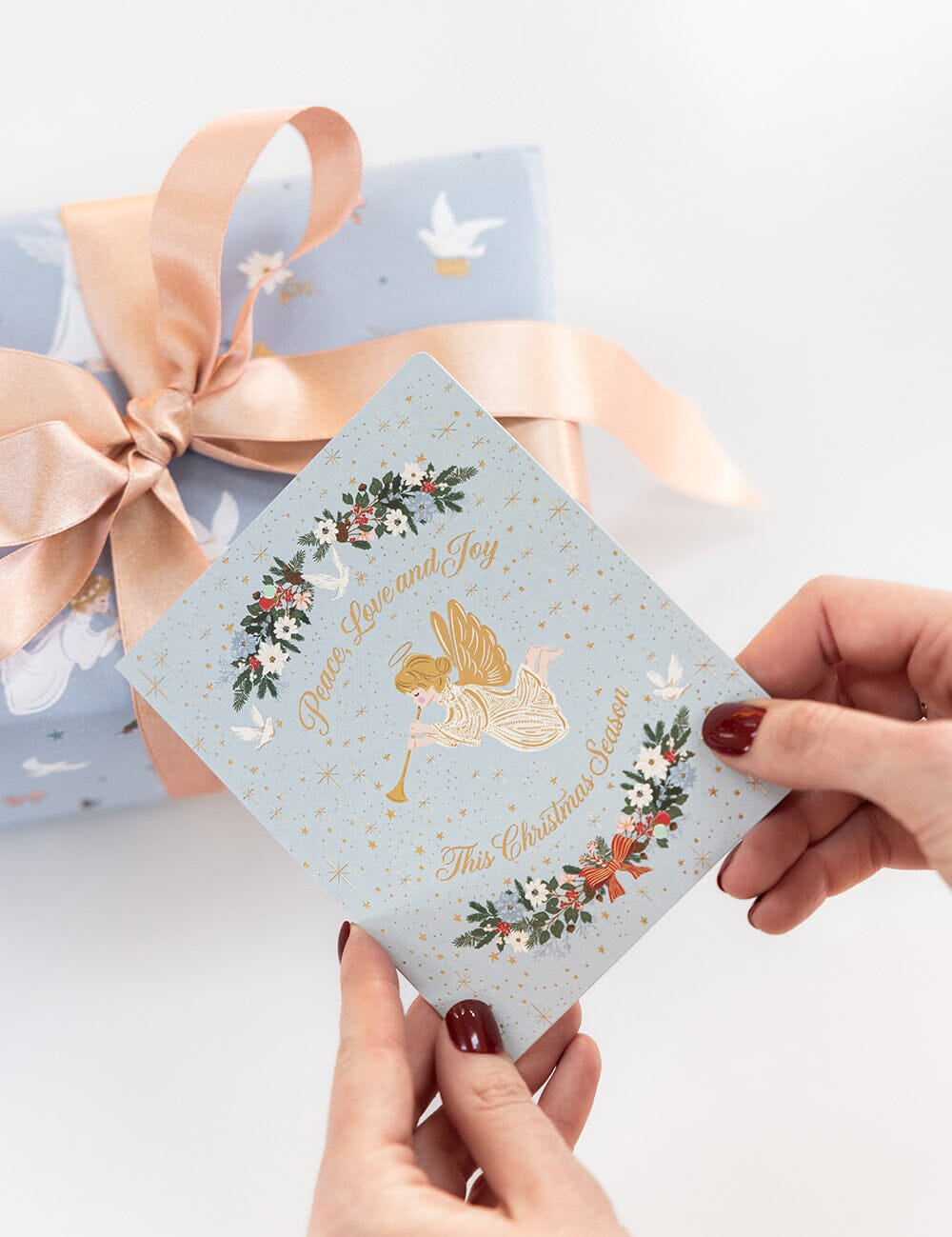 Peace Love & Joy Herald Angel Christmas Card - Pure Apotheca