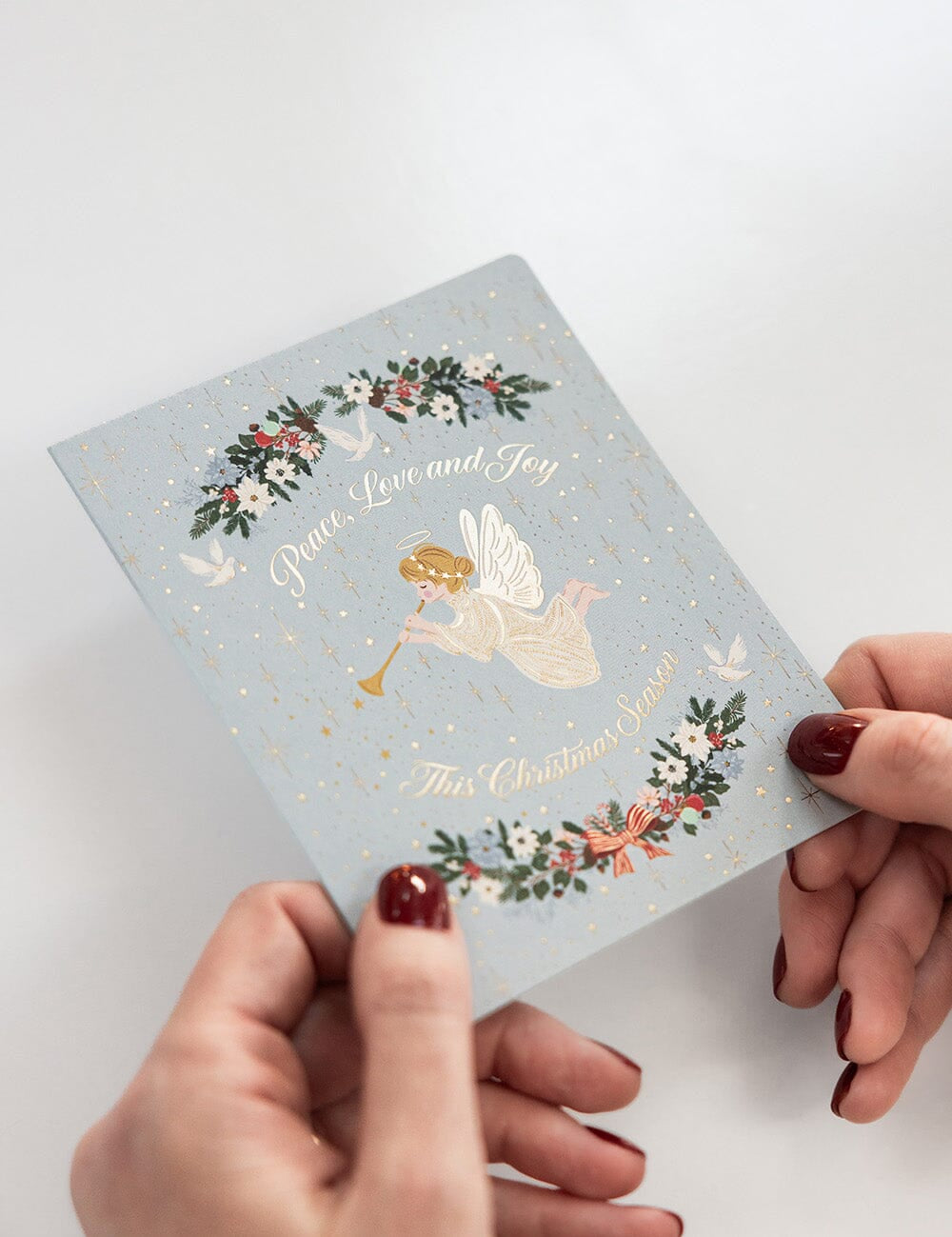 Peace Love & Joy Herald Angel Christmas Card - Pure Apotheca
