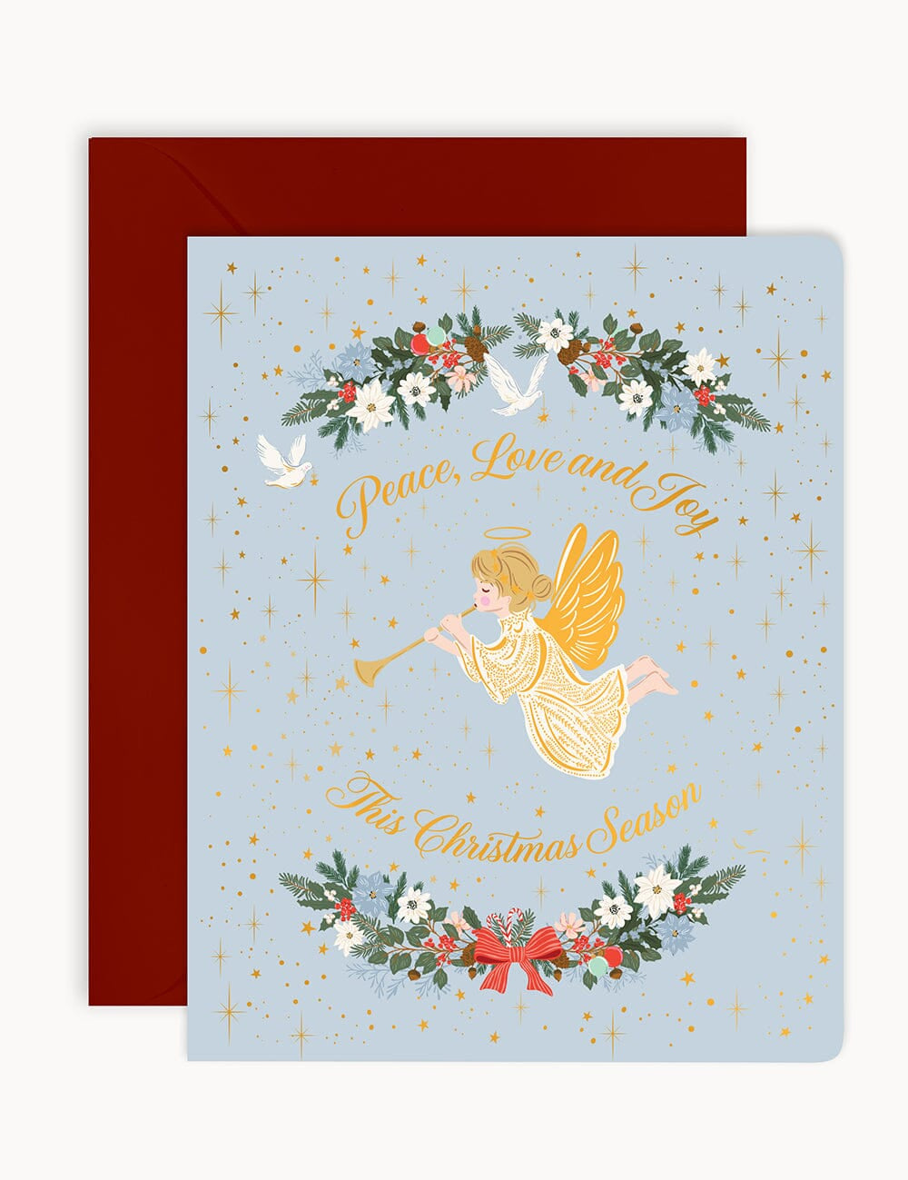 Peace Love & Joy Herald Angel Christmas Card - Pure Apotheca