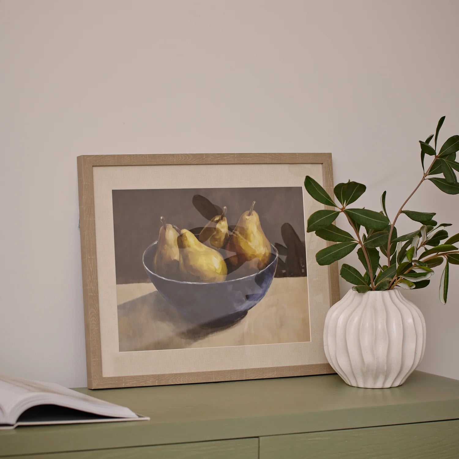 PEAR BOWL STILL LIFE FRAMED PRINT 50X40X2.5CM - Pure Apotheca