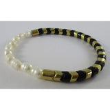 Pearl Gold Black Stacker Bracelet - Pure Apotheca