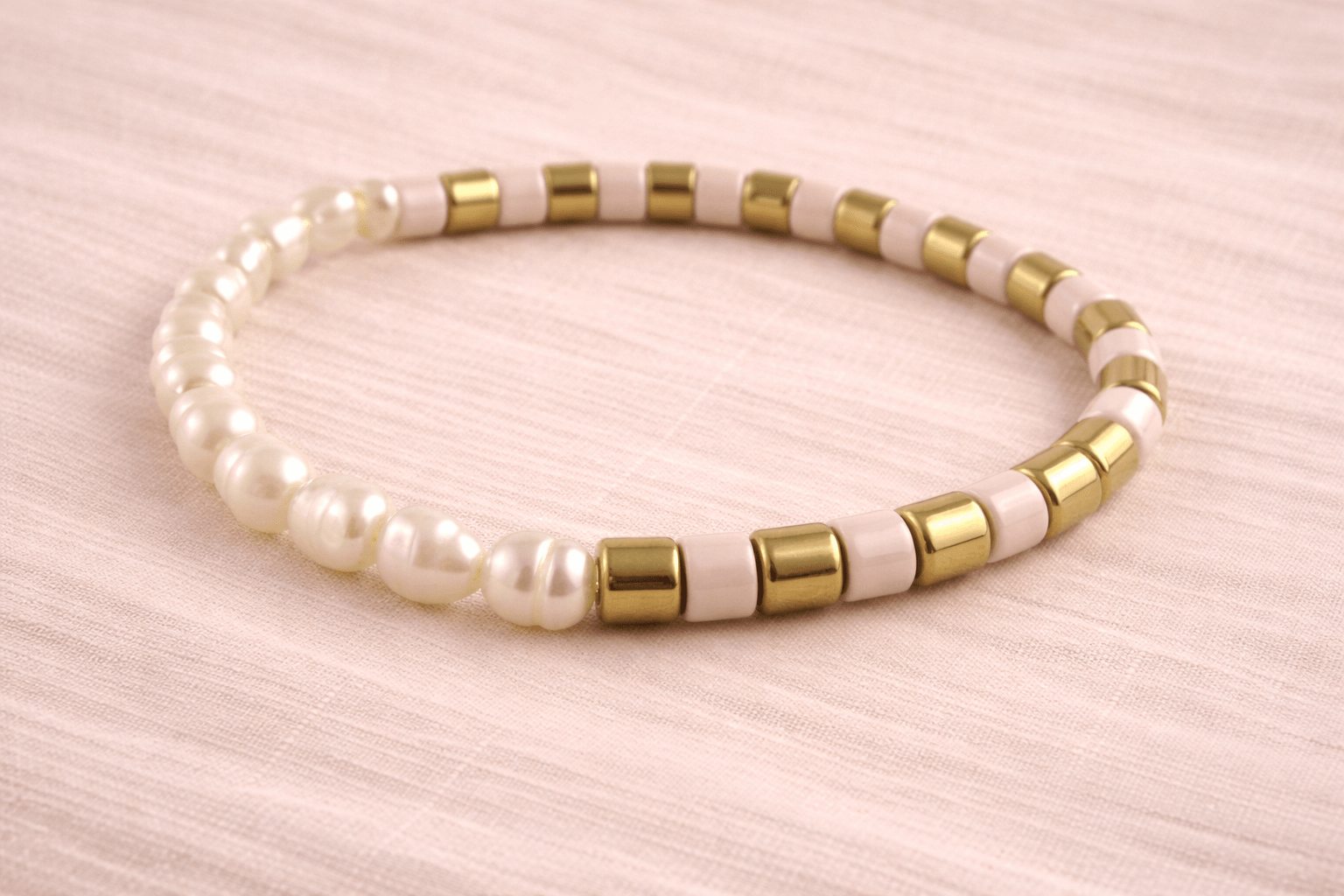 Pearl Gold Blush Stacker Bracelet - Pure Apotheca