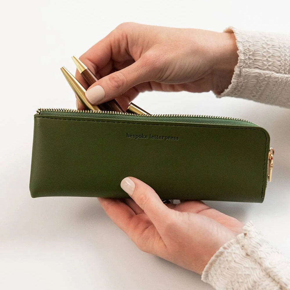Pencil Case Slim Olive - Pure Apotheca