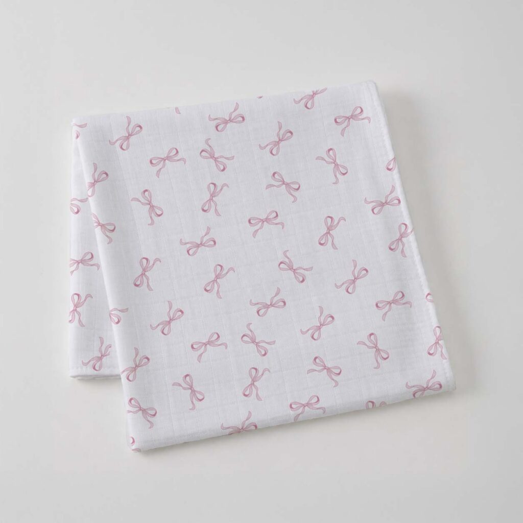 Pink Bow Muslin Wrap - Pure Apotheca
