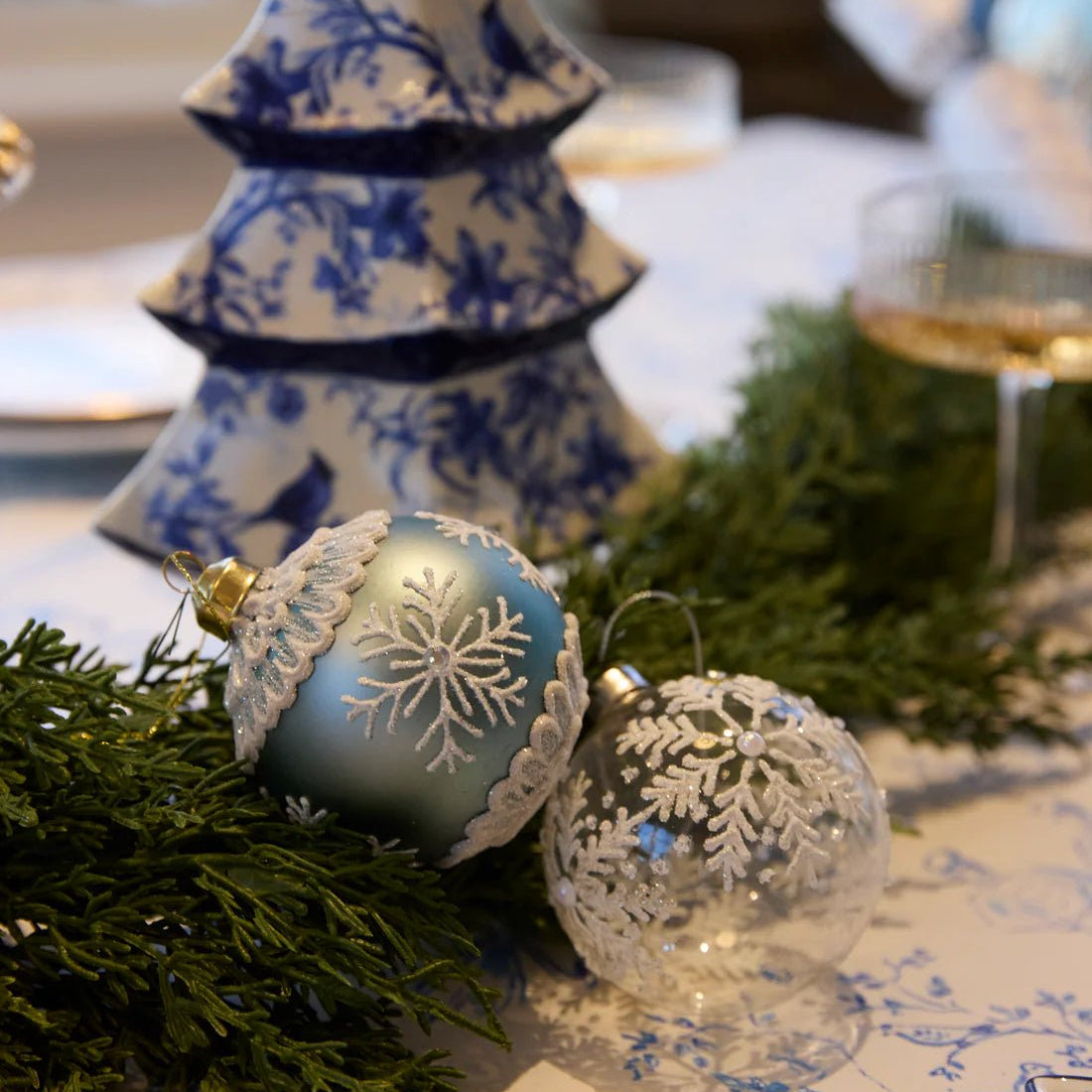 PIPED BLUE SNOWFLAKE BAUBLE - Pure Apotheca