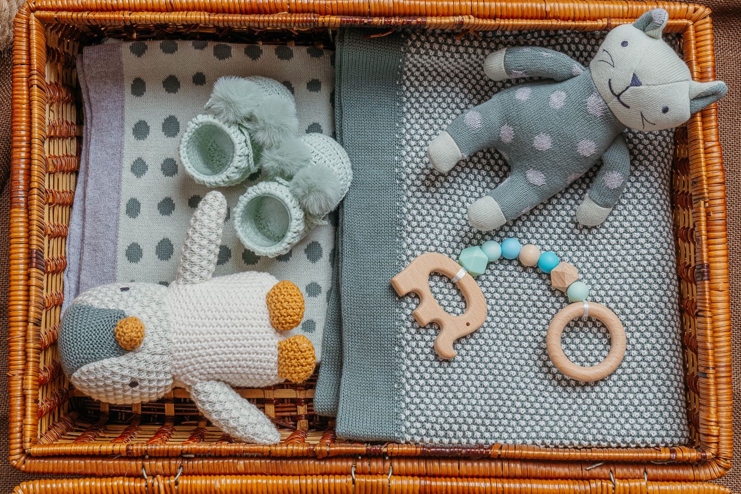 Pixie Waffle Knit Twotone Cot Blanket Sage - Pure Apotheca