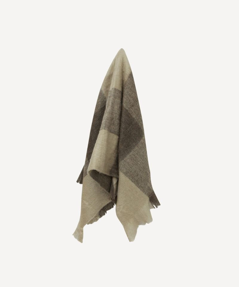 Plaid Fringe Throw Brown Beige 150x125cm - Pure Apotheca