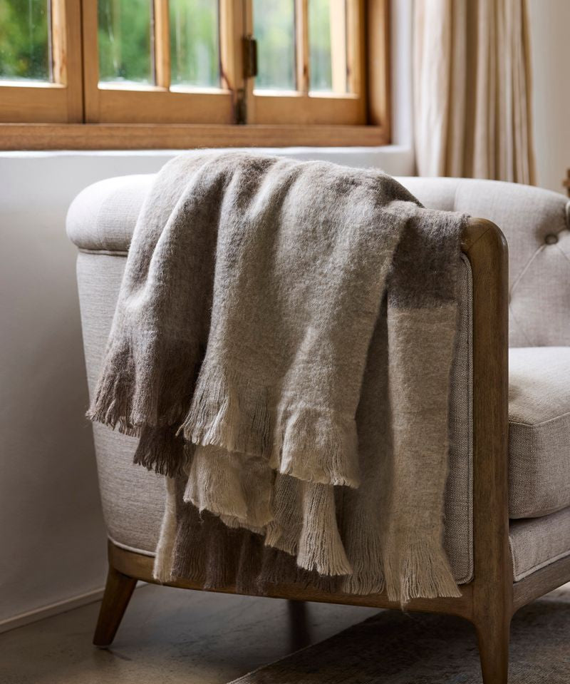 Plaid Fringe Throw Brown Beige 150x125cm - Pure Apotheca