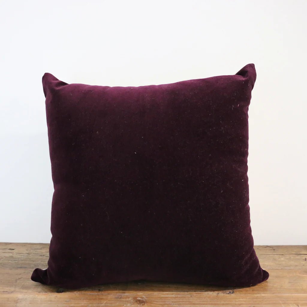 Plum Velvet Cushion Cover with Linen Back - Pure Apotheca