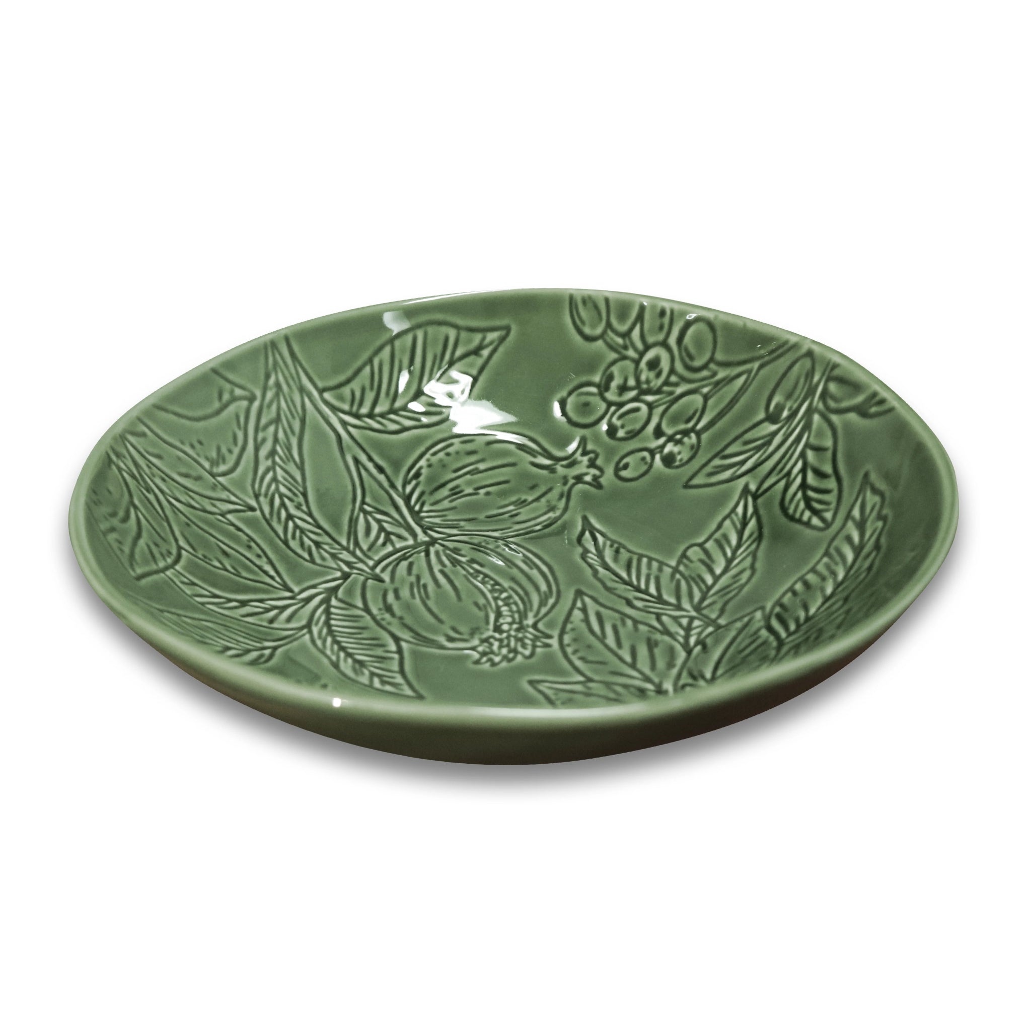 POINSETTIA GREEN ENGRAVED BOWL - Pure Apotheca