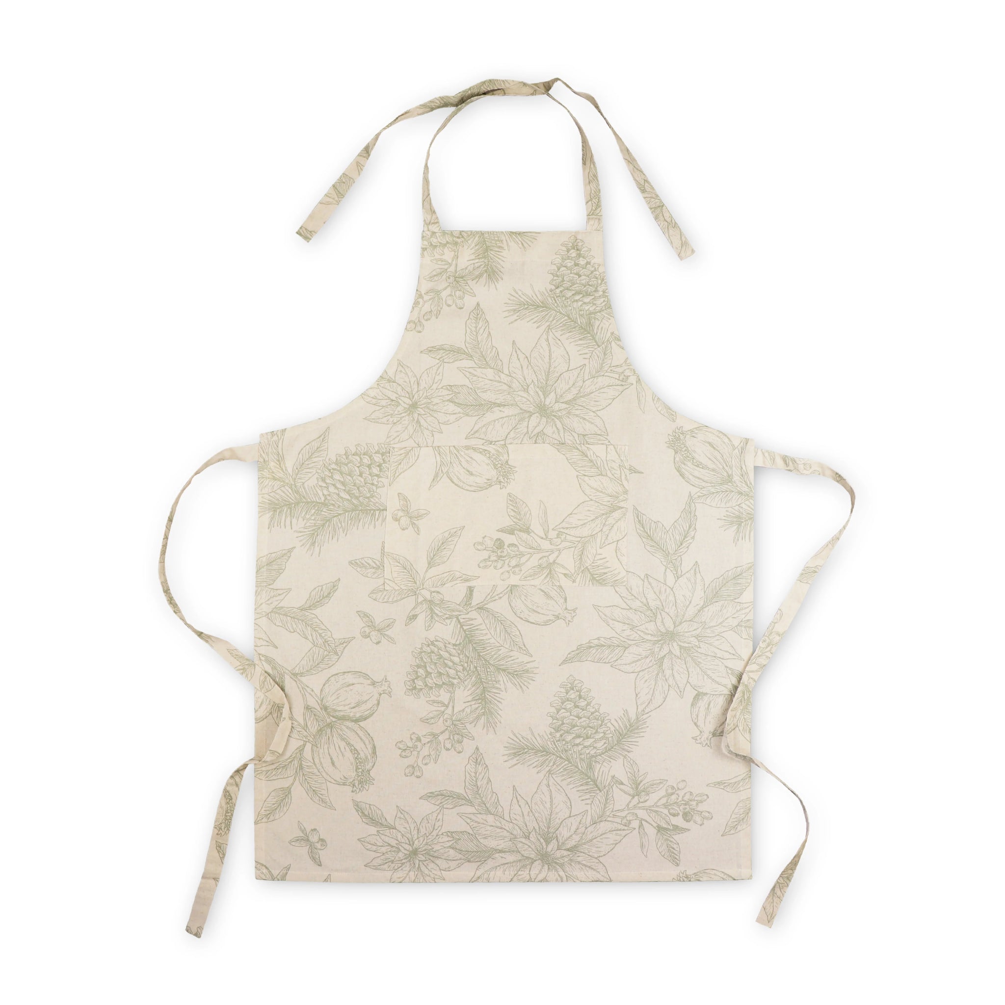 POINSETTIA OLIVE/FLAX APRON - Pure Apotheca