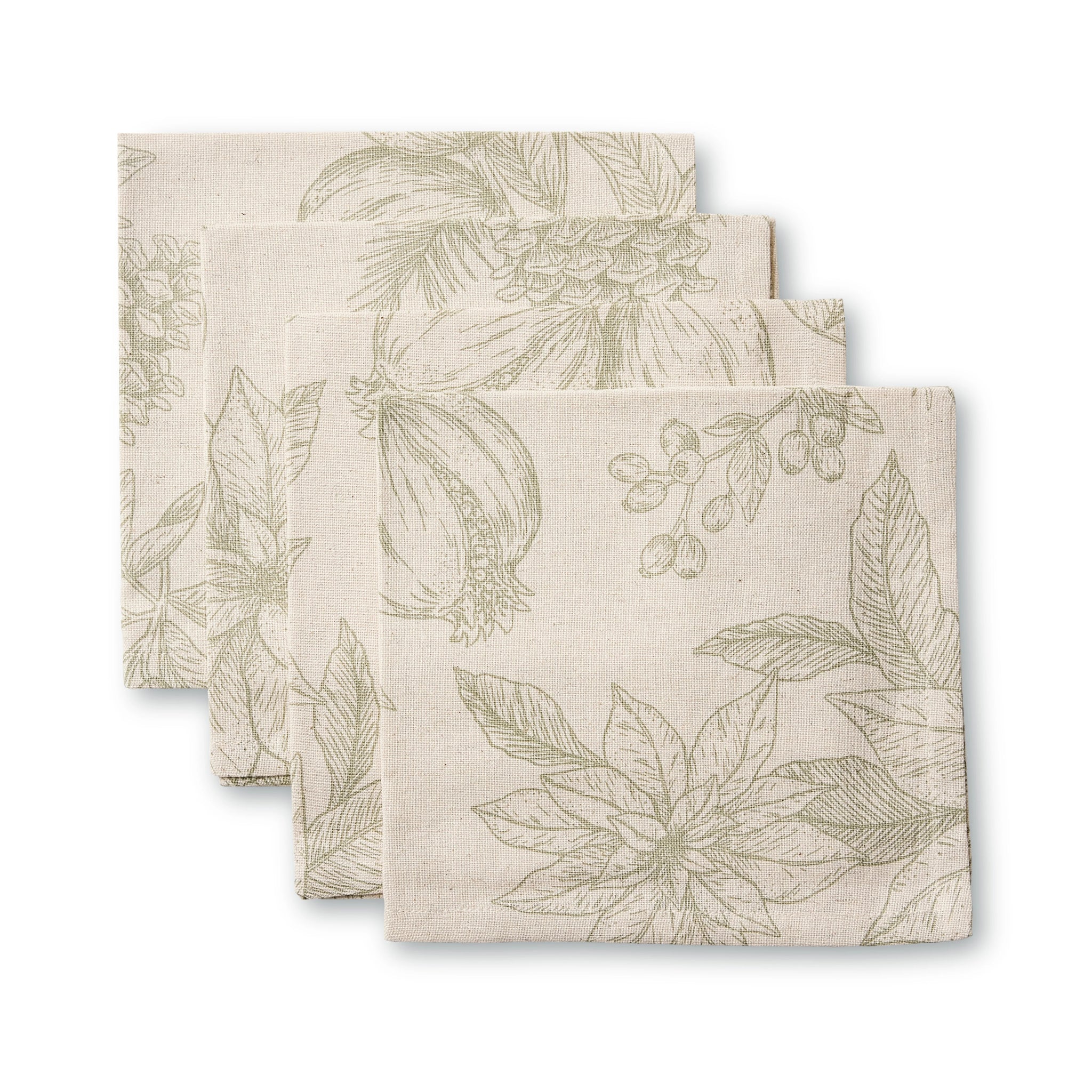 POINSETTIA OLIVE/FLAX NAPKIN SET/4 - Pure Apotheca