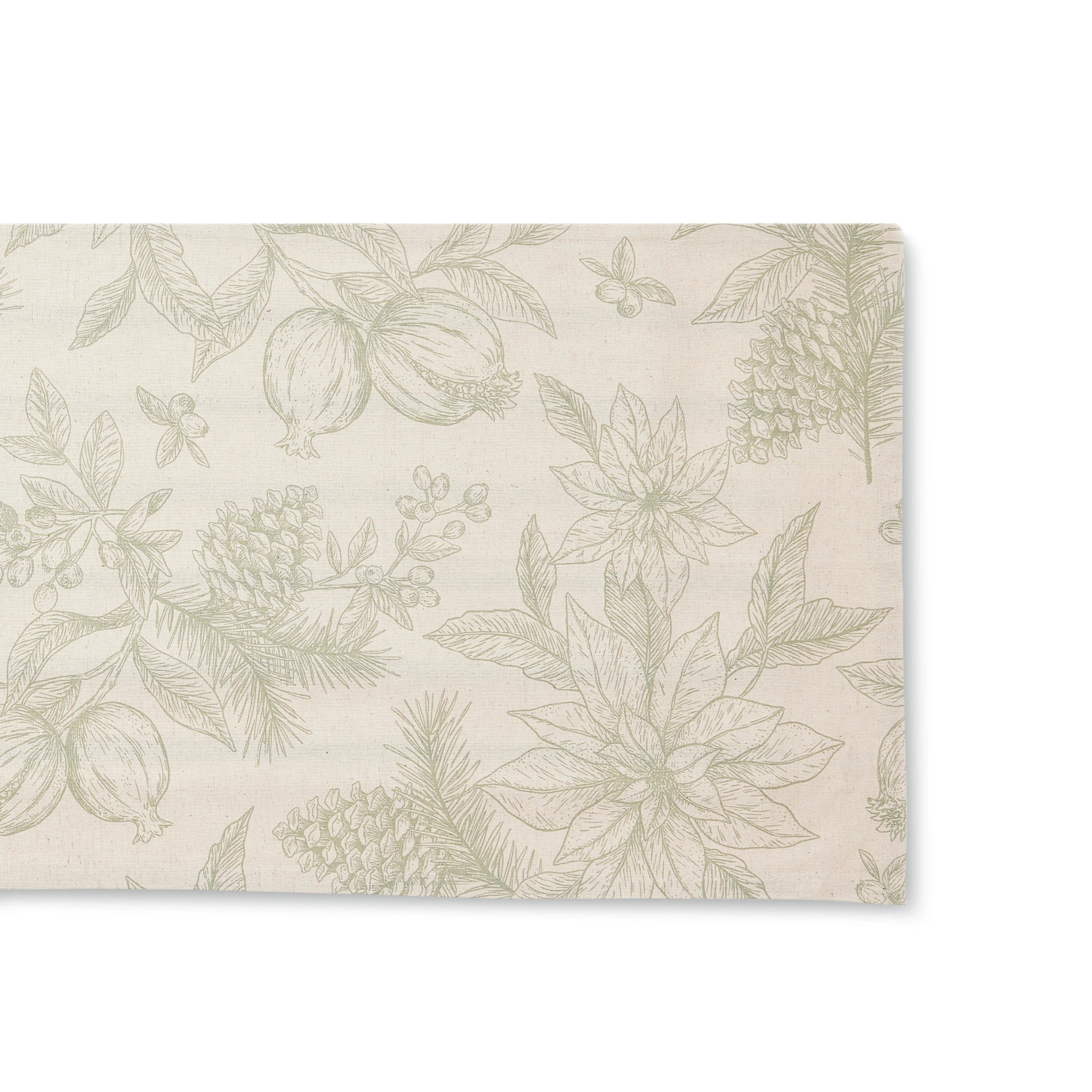 POINSETTIA OLIVE/FLAX TABLE RUNNER 35X140CM - Pure Apotheca