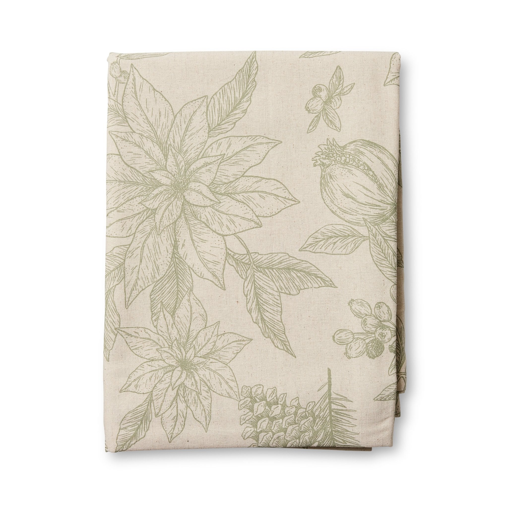 POINSETTIA OLIVE/FLAX TABLECLOTH 150X230CM - Pure Apotheca