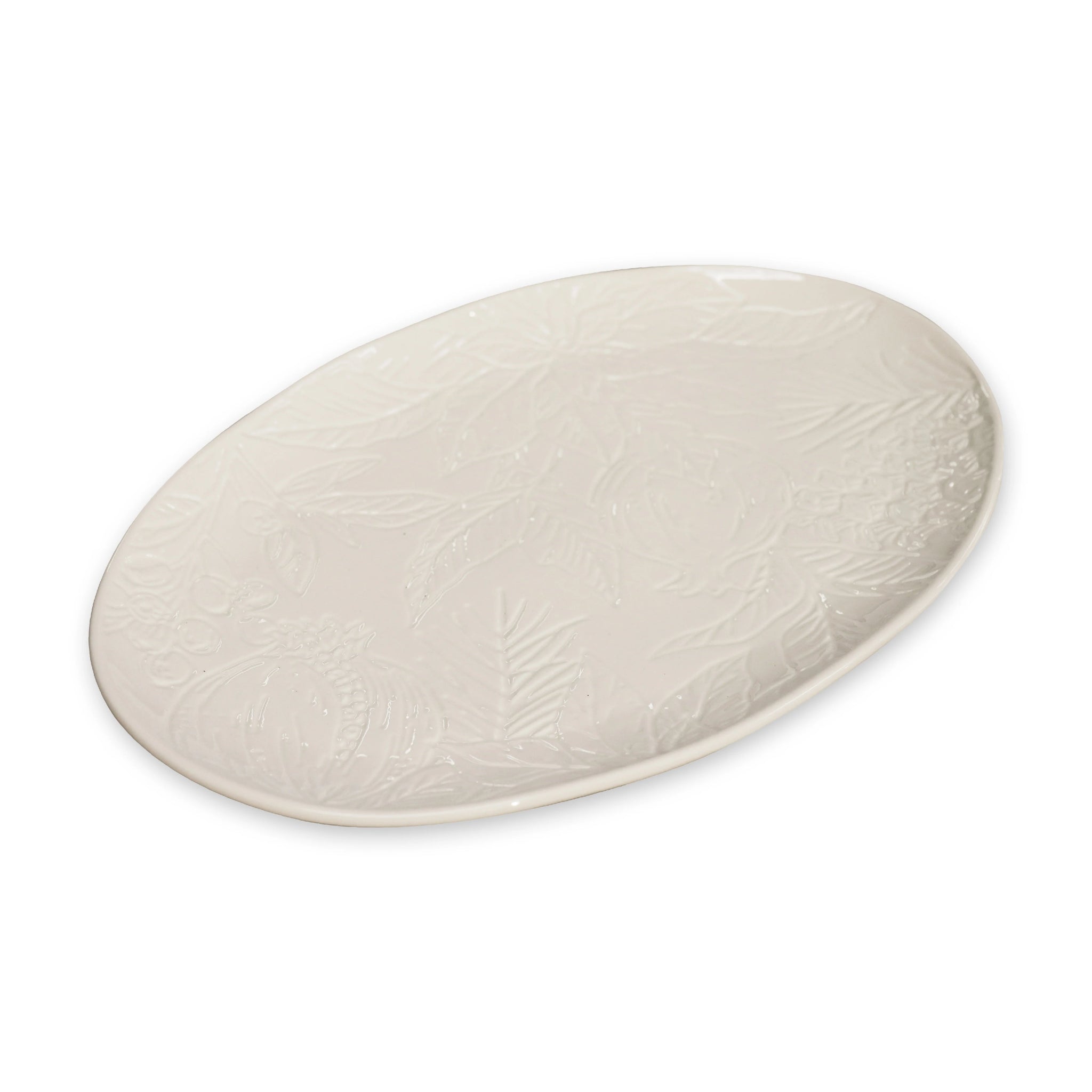 POINSETTIA WHITE ENGRAVED PLATTER - Pure Apotheca