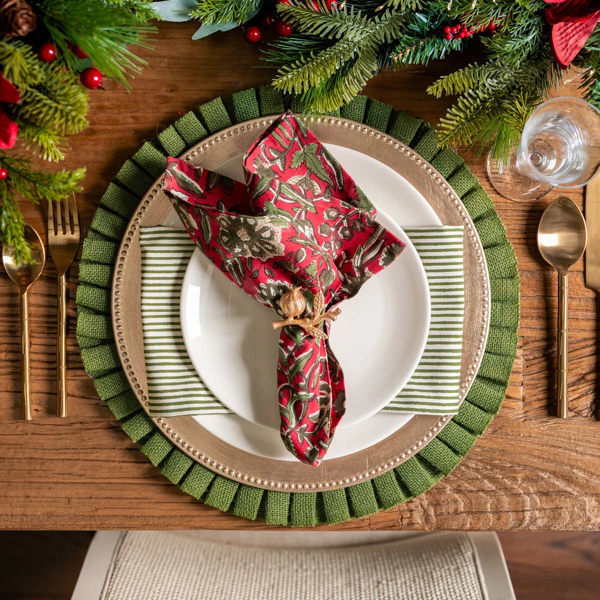 Pomegranate Gold Napkin Rings Set/4 - Pure Apotheca