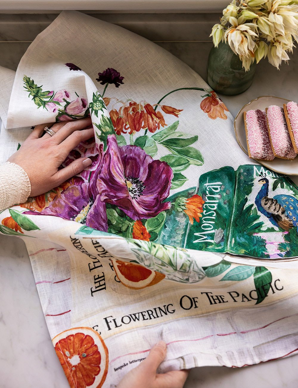 Poppies & Foxglove Linen Tea Towel - Pure Apotheca