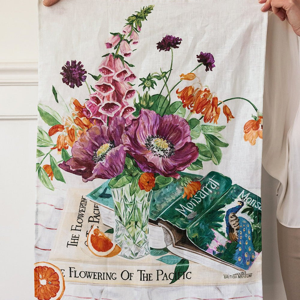 Poppies & Foxglove Linen Tea Towel - Pure Apotheca