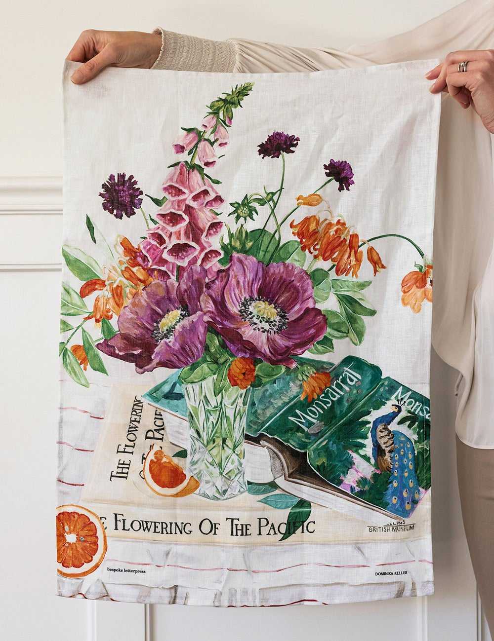 Poppies & Foxglove Linen Tea Towel - Pure Apotheca