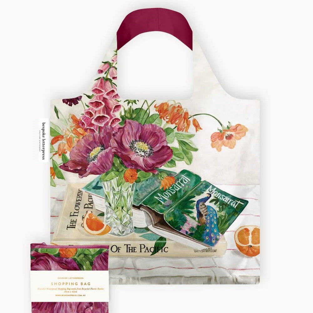 Poppies & Foxgloves Reusable Large Shopping Bag - Pure Apotheca