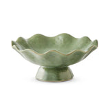 WAVY GREEN REACTIVE PEDESTAL BOWL
