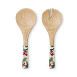EVERGREEN ENAMEL SALAD SERVER SET