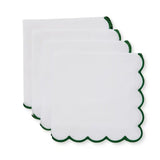 SCALLOP WHITE/ SPRUCE NAPKIN SET/4