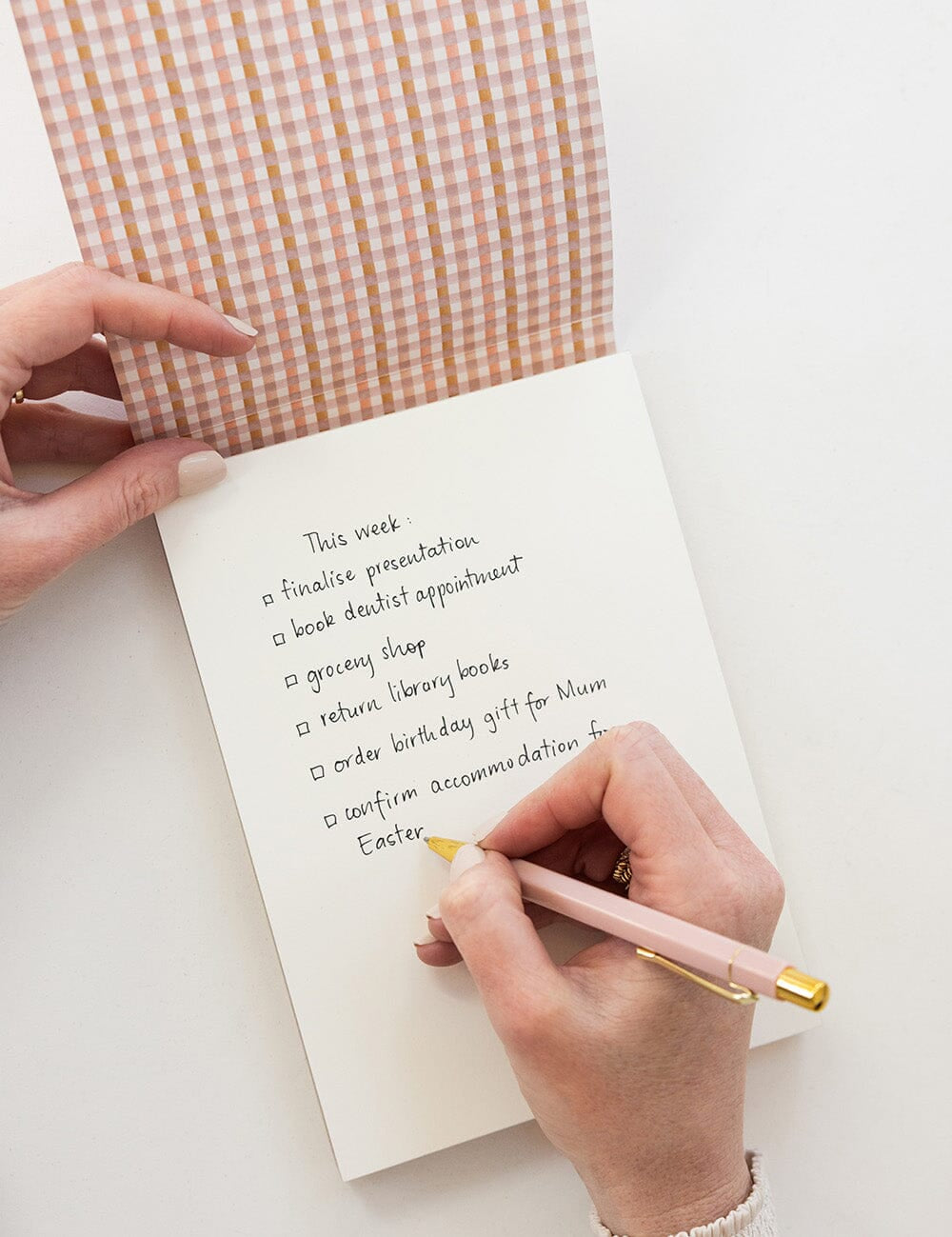 Primrose Gingham Notepad Desktop Jotter - Pure Apotheca