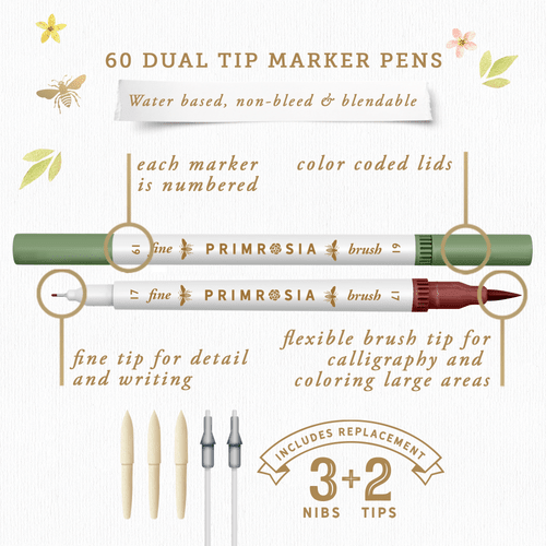 Primrosia Flora Dual Tip Markers 60pk - Pure Apotheca