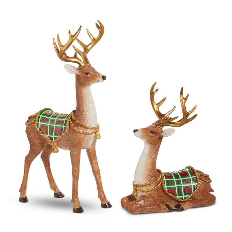 RAZ 15.5" Regal Deer with Plaid Saddle Set/2 - Pure Apotheca