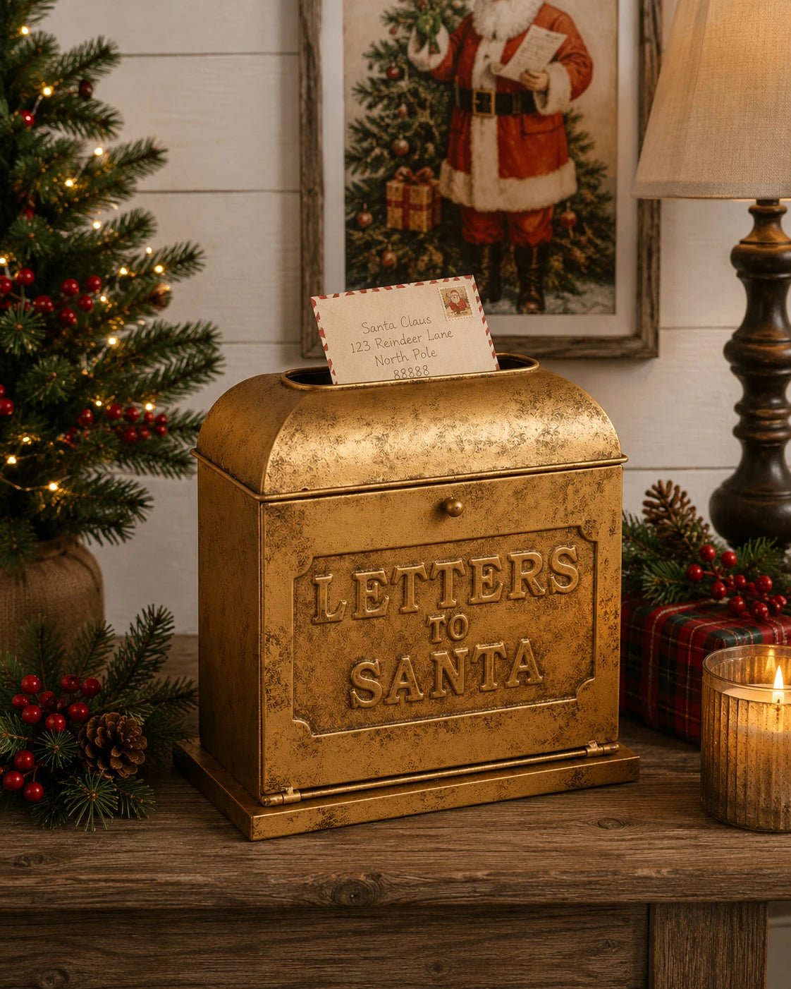 RAZ 9.5" Gold Metal Letters to Santa Mailbox - Pure Apotheca