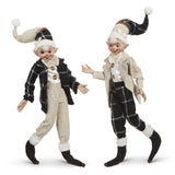 RAZ Bows & Baubles Black & White Posable Elf 40cm/16" - Pure Apotheca