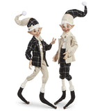 RAZ Bows & Baubles Black & White Posable Elf 76cm/30" - Pure Apotheca