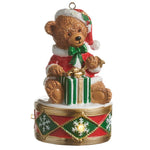 RAZ Holiday Spectacular Lighted Teddy Bear on Drum Hanging Ornament 4.5" - Pure Apotheca