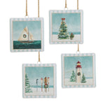 RAZ Home For The Holidays - 20cm/8" Frozen Harbour Tree Square Hanging Ornament 4/ASSTD - Pure Apotheca