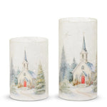 RAZ Home For The Holidays Chapel in the Pines Glass Votive Candle Holder (Set/2) - 20cm/8" - Pure Apotheca