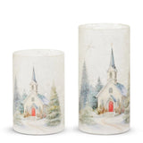 RAZ Home For The Holidays Chapel in the Pines Glass Votive Candle Holder (Set/2) - 20cm/8" - Pure Apotheca