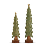 RAZ Winterfolk Green Glittered Carved Trees Set/2 - Pure Apotheca